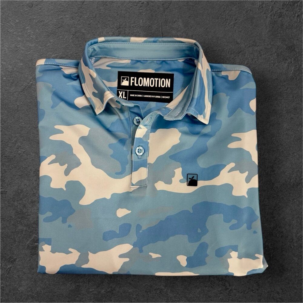 Flomotion Youth  Performance Polo - Blue Camo | Size XL